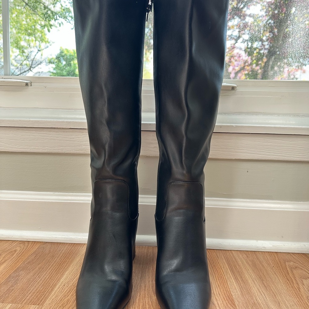 Elegant Black Leather Knee-High Boots